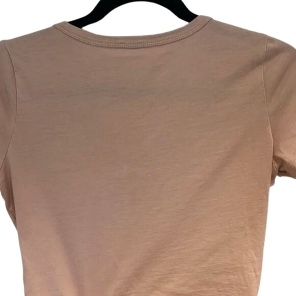 wilfred free peach crop top ruched middle vneck short sleeve top aritzia - Picture 2 of 4